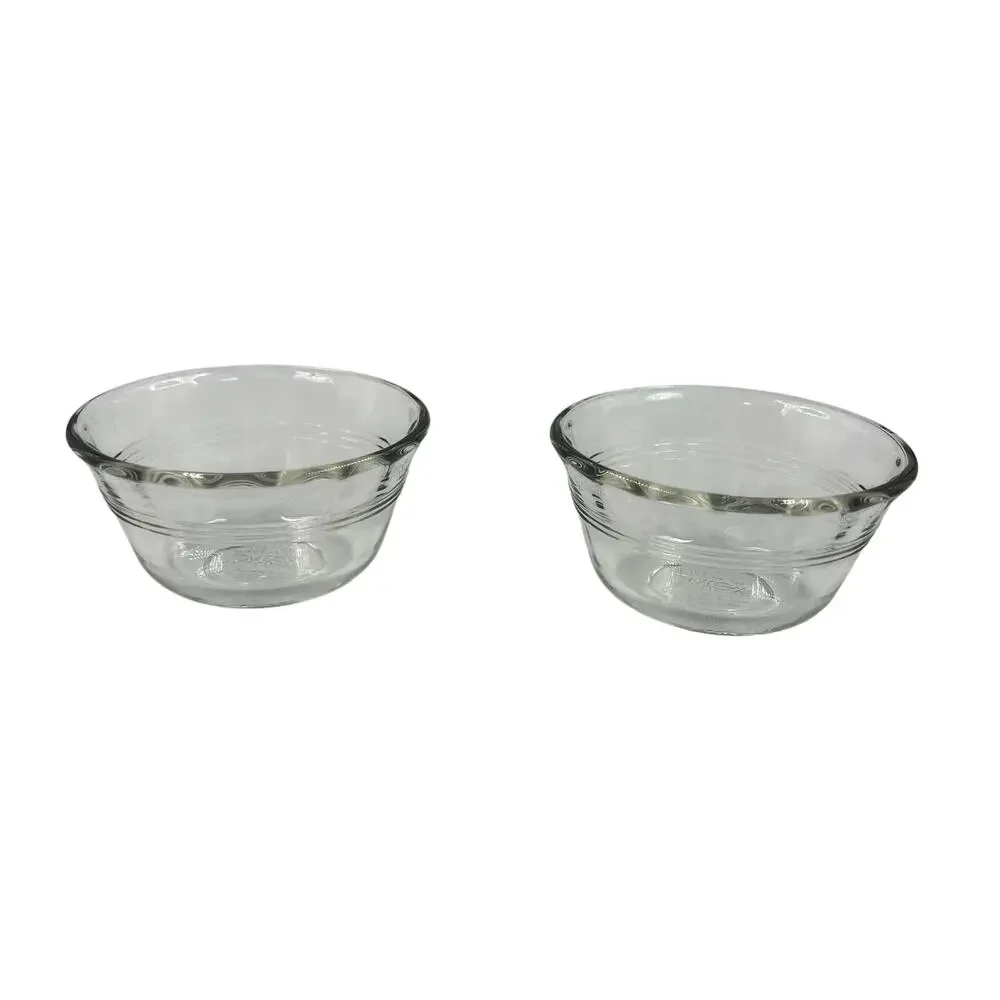 Corning Pyrex VTG Style‎ 463 Scalloped 175 ml Clear Glass Custard Cups Lot of 2